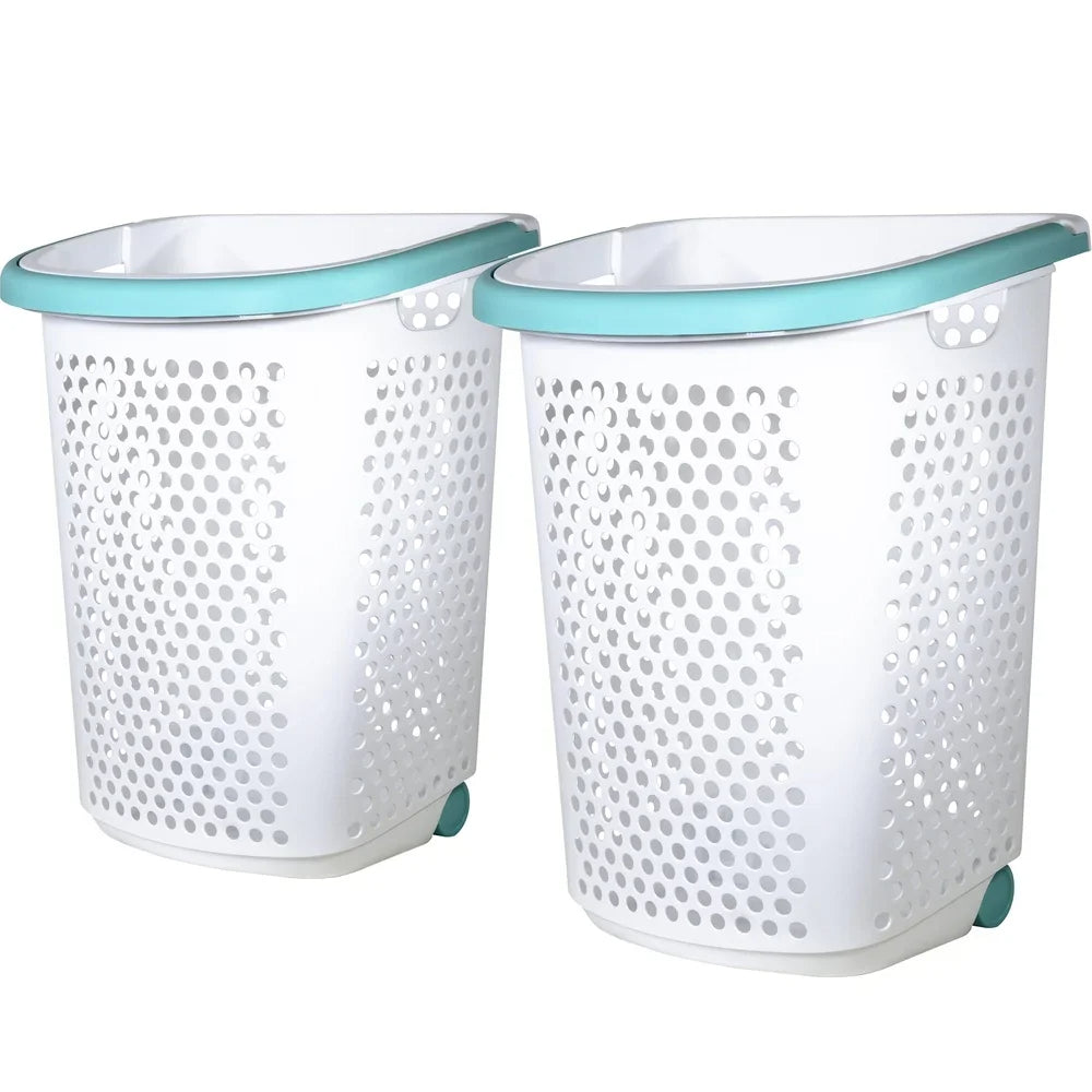 Rolling Laundry Hamper with Wheels & Pop-Up Handle