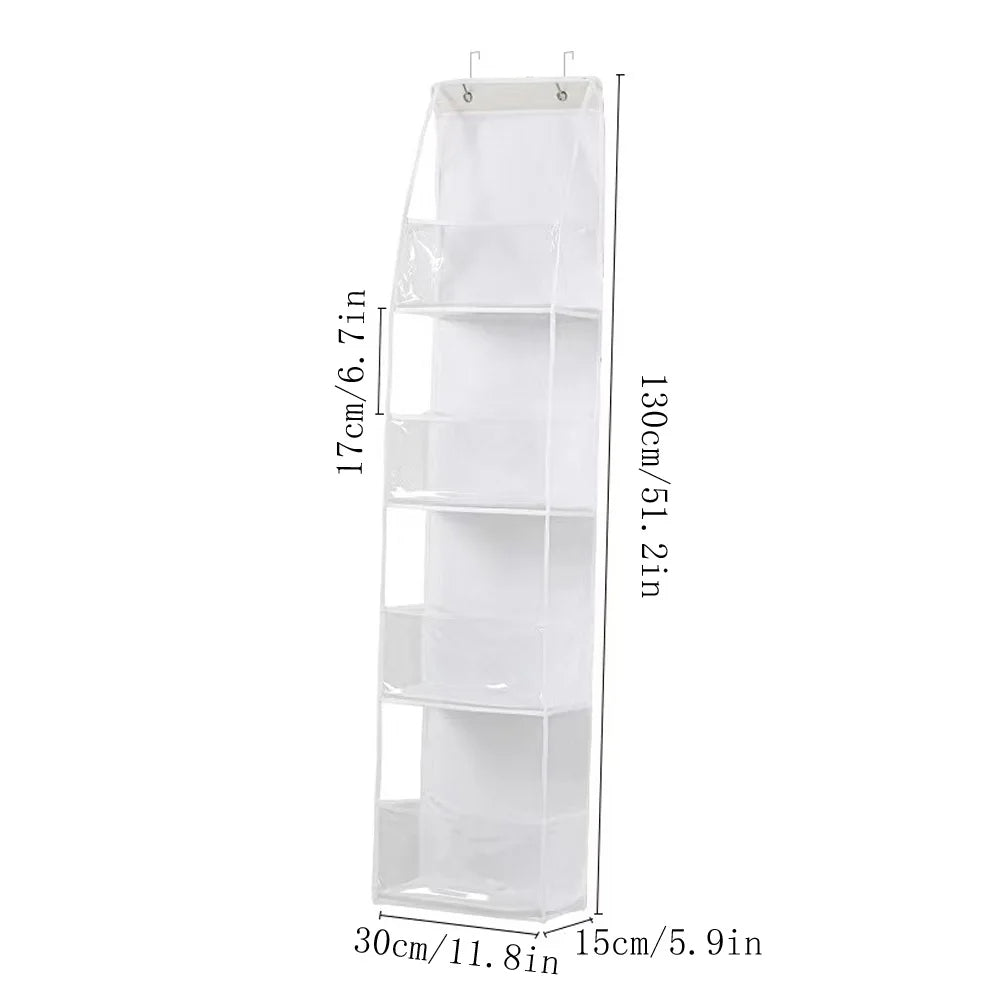 Multi-Layer Hanging Storage Bag 4 Layer for Behind Door Organizer (White)