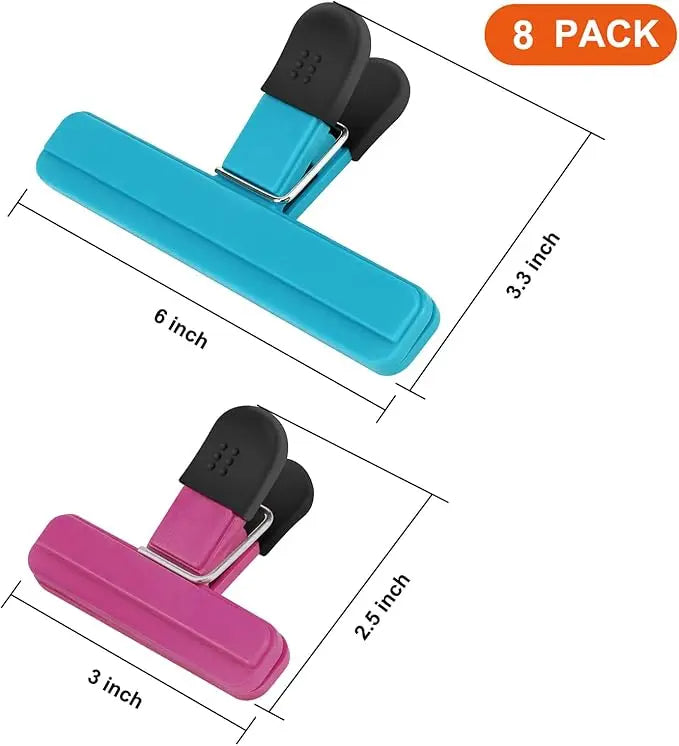 Food Clips 8-Pack Airtight Seal Kitchen Storage (4 Large, 4 Small)