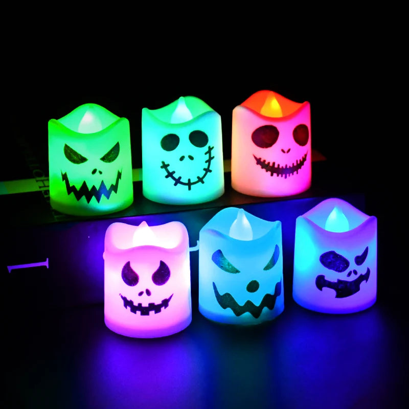 6pcs Halloween LED Ghost Pumpkin Candle Lights for Home Decor