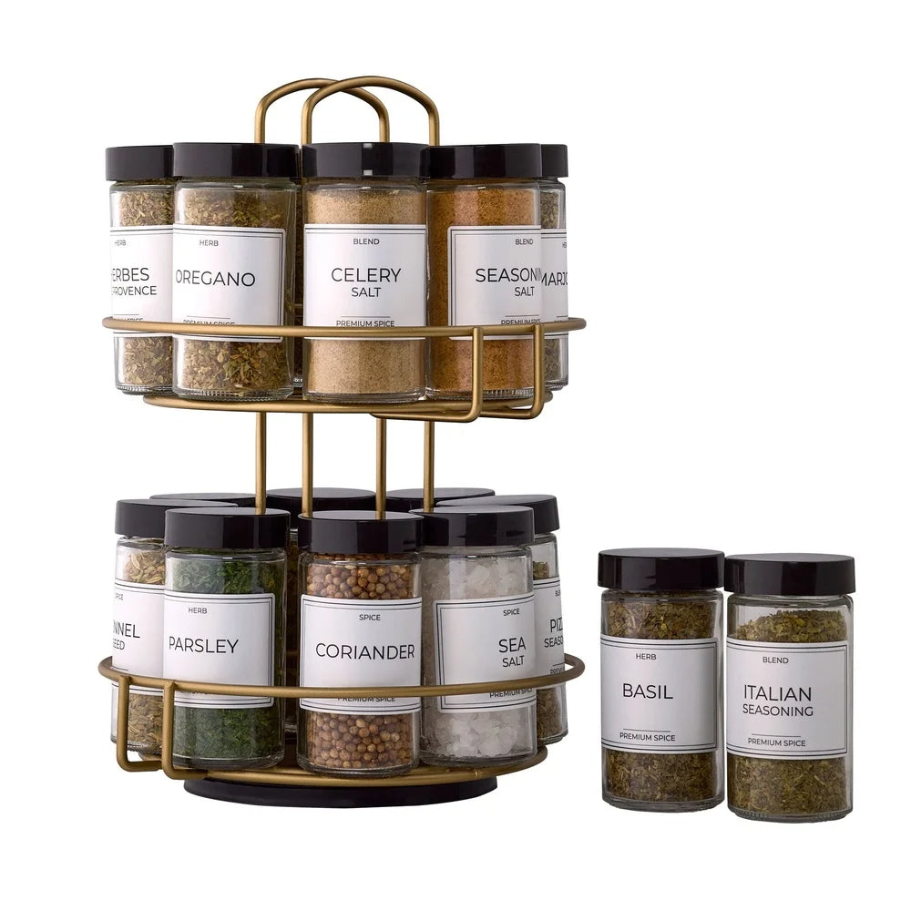 Revolving Countertop Spice Organizer with Easy-Read Labels