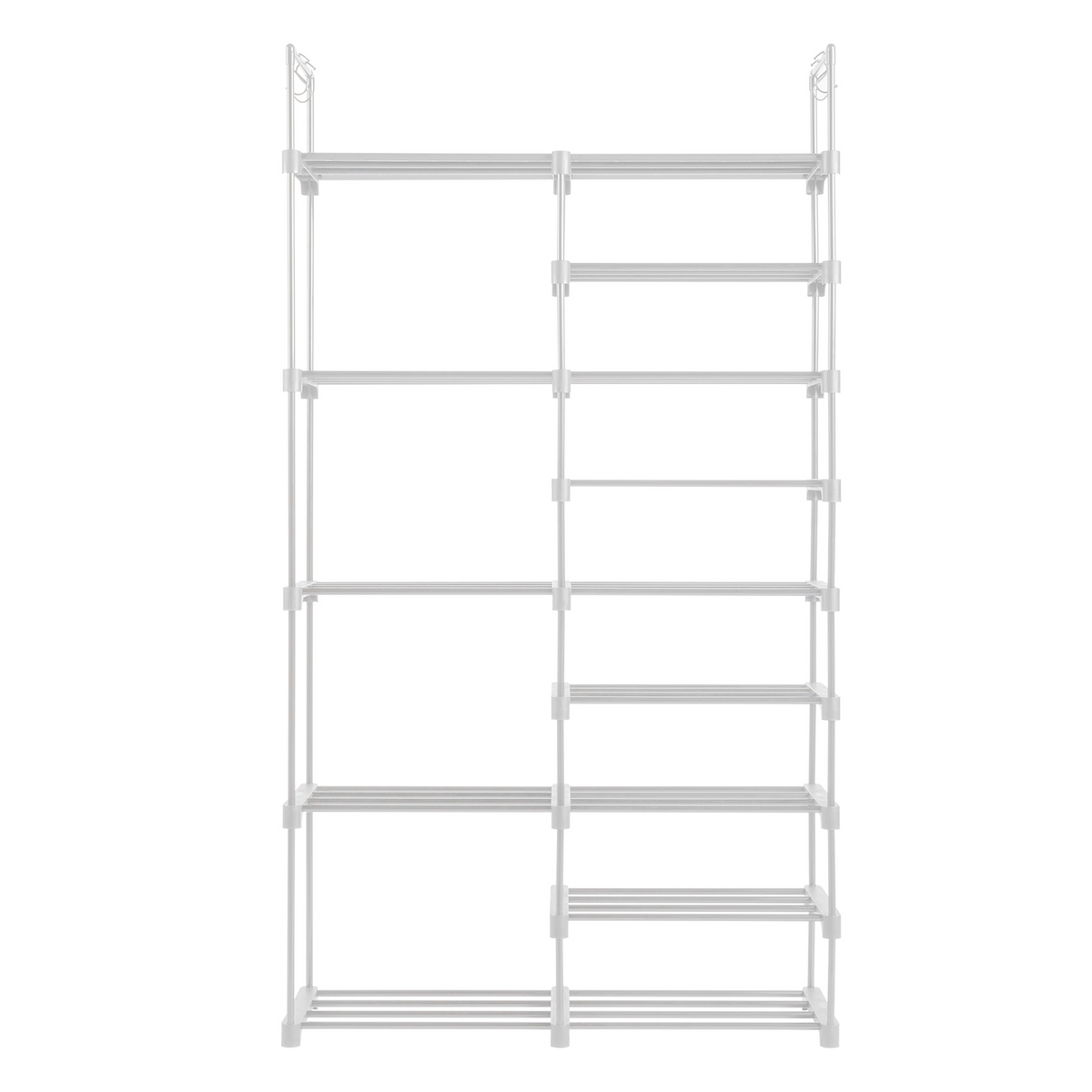 Shoe Storage Organizer 9-Layer Double Row Rack with Handles (White)