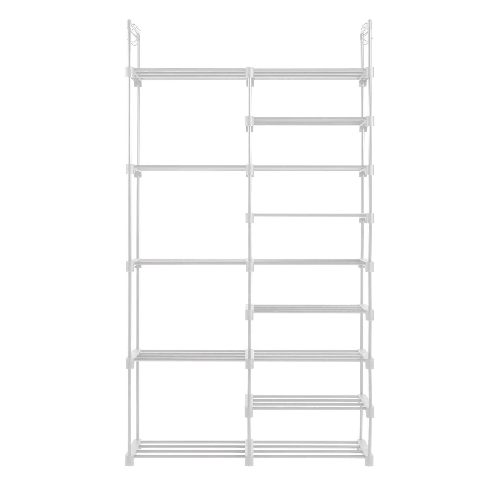 Shoe Storage Organizer 9-Layer Double Row Rack with Handles (White)