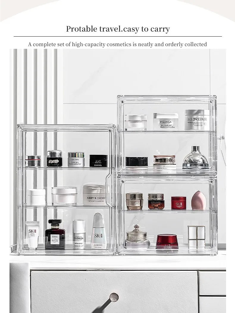 Clear Dustproof Makeup Organizer Layered Storage (Large)