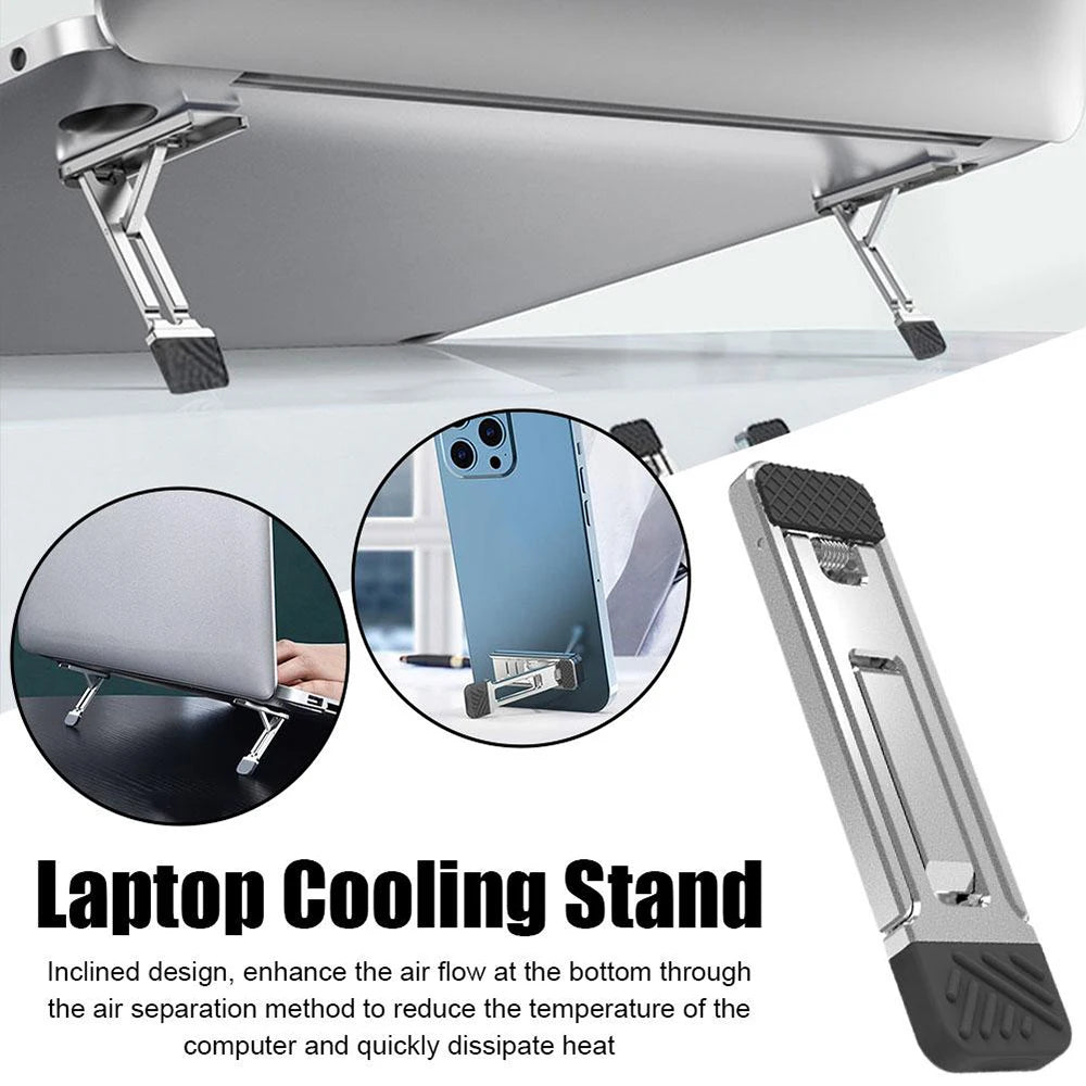 Laptop Stand Aluminum Alloy Mini Folding Holder 2 Piece, 3 Height Adjustment Notebooks Bracket Accessories
