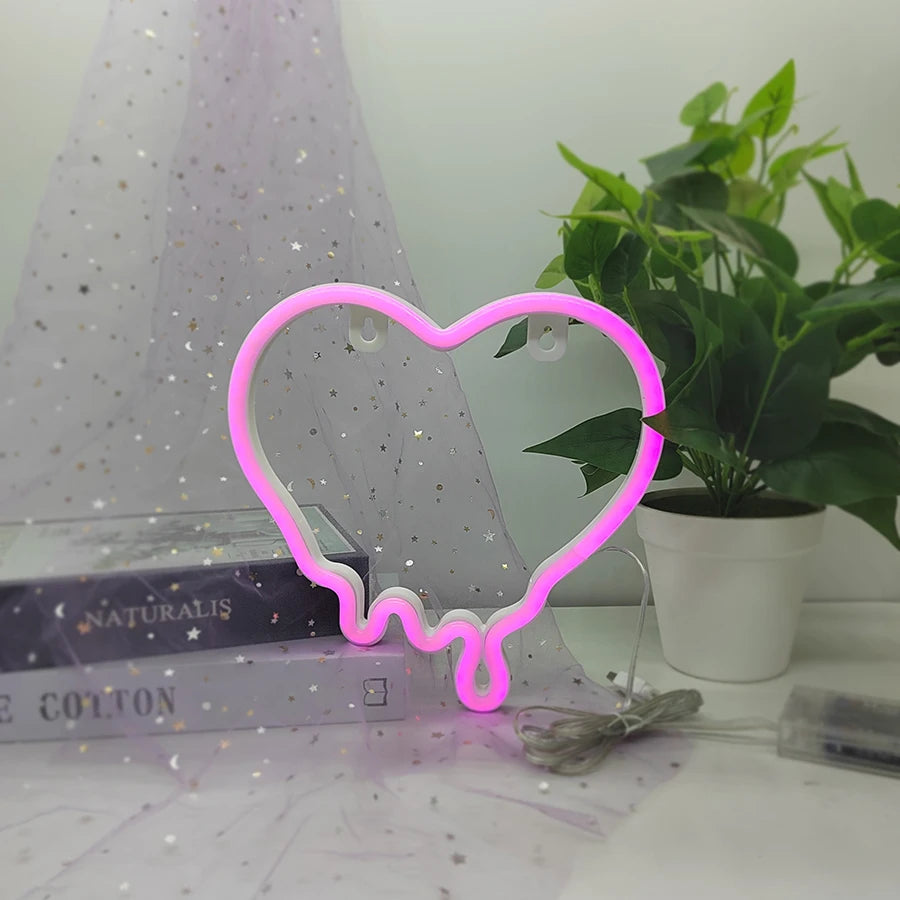 Melting Heart Neon Light Wedding Party Room Decor & Gift (Neon Pink)