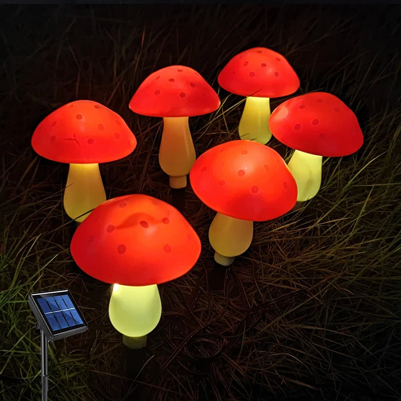 12 LEDS Solar Panel Mushroom Fairy Light Garden Outdoor Decor