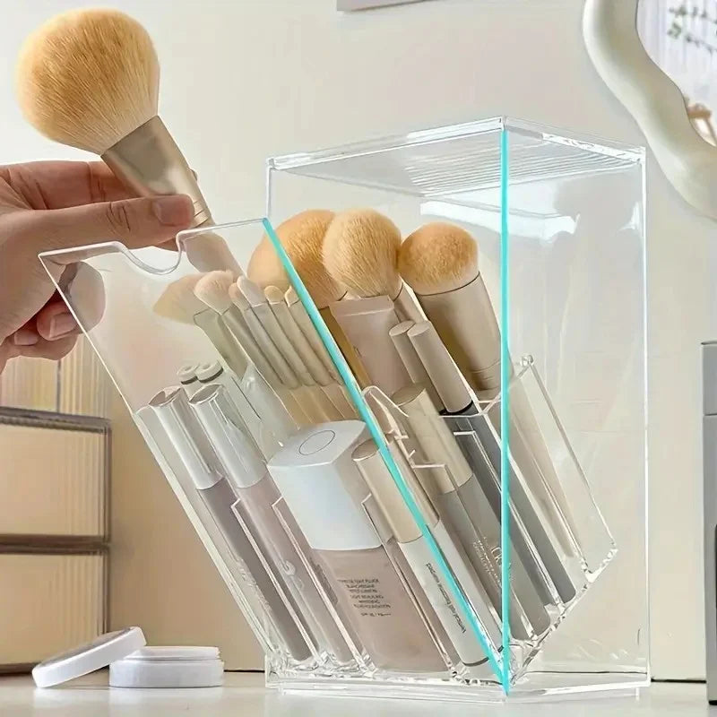 Stylish Adjustable Clear Acrylic Pen Brush Holder Versatile Vanity and Desk Organizer for Beauty Tools and Supplies