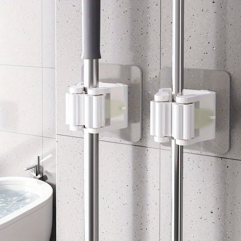 Minimalist Mop Clamp Suction Hook Set Effortless Tool-Free Wall Rack