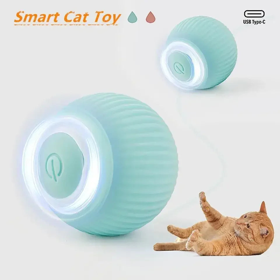 Indoor Cat Entertainment: Self-Moving Ball Toy with Smart Technology (Blue)