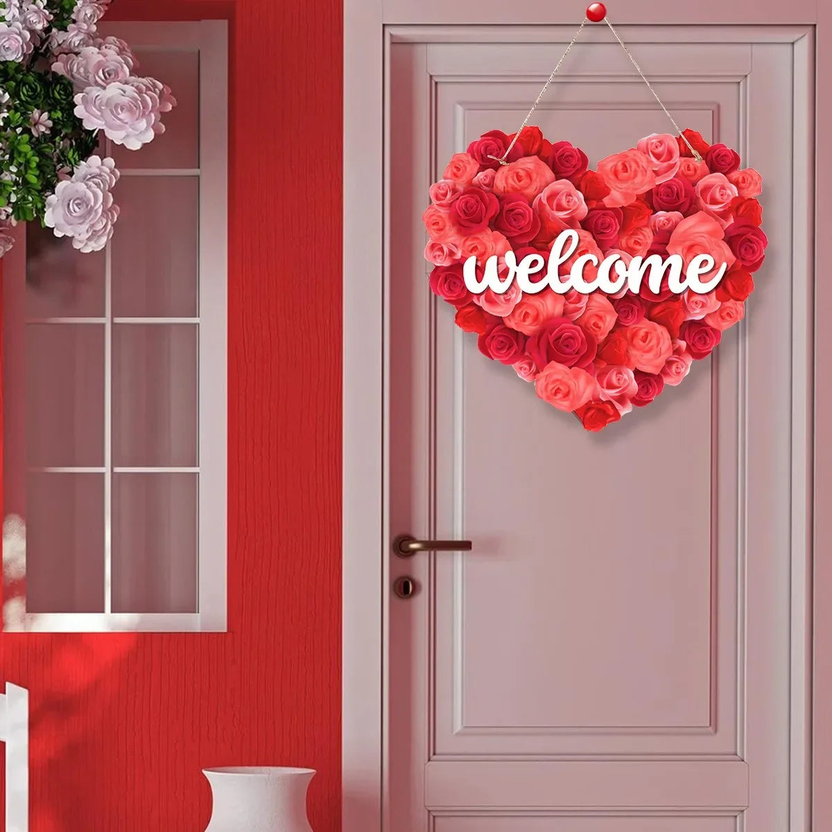 Rose Love Heart Welcome Home Decor for Valentines Day