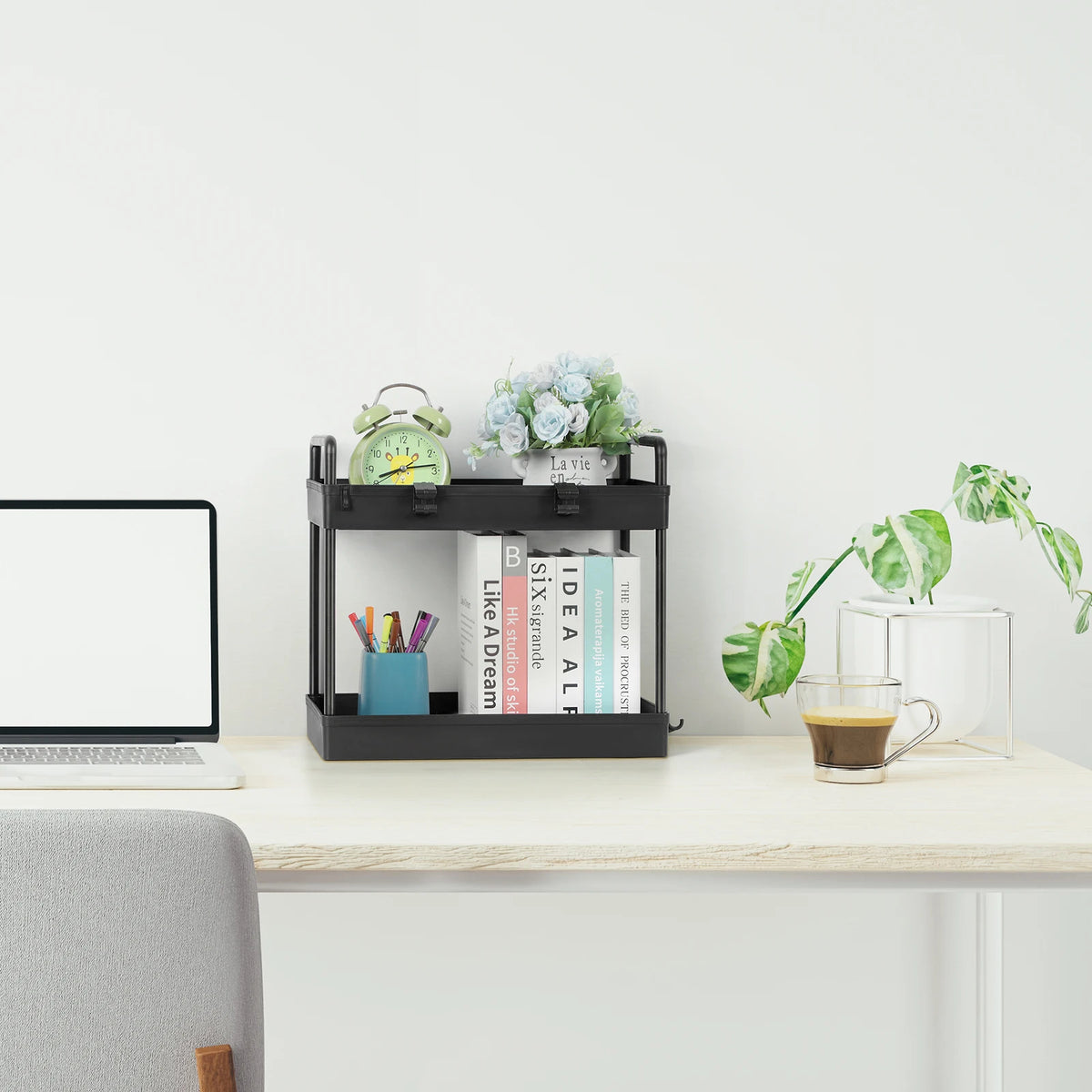 Rolling Slim Storage Cart 3 Tier 2 Pack Utility Rack (White)