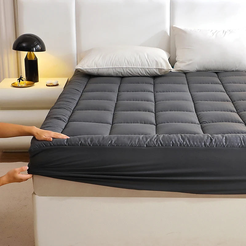 Mattress Topper High-Density Filling Protector Cover 78x80" King Size (Dark Gray)