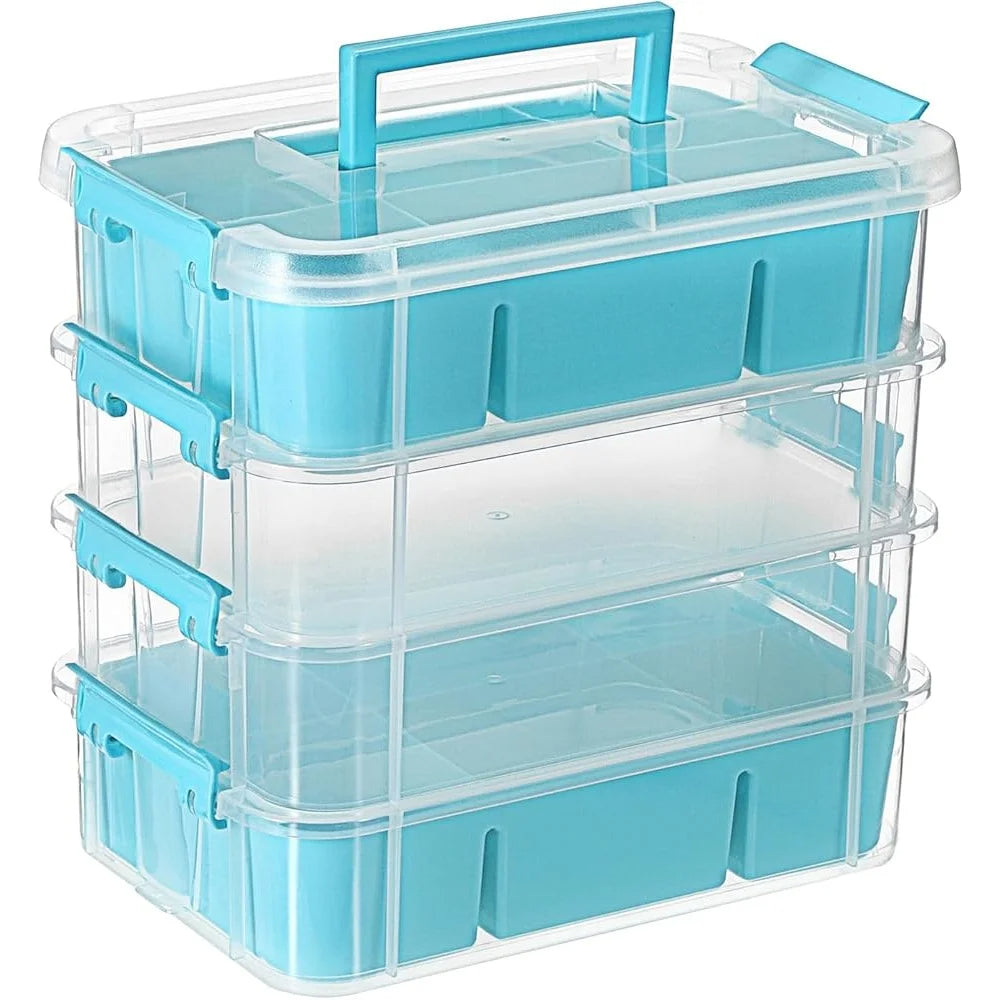 4-Tier Stackable Storage Box with Divided Trays