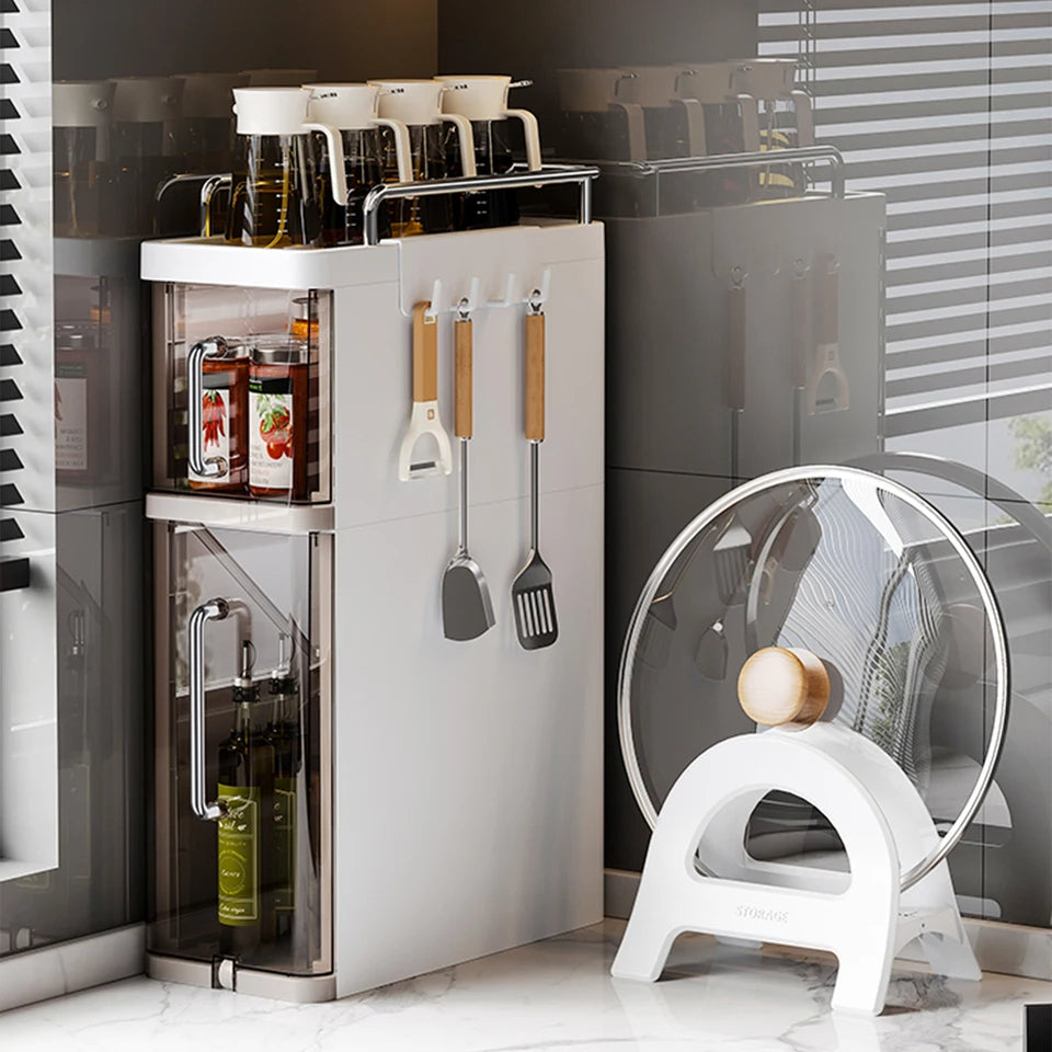 Pull-Out Countertop Organizer 3-Tier Pull-Out Kitchen Storage Shelf