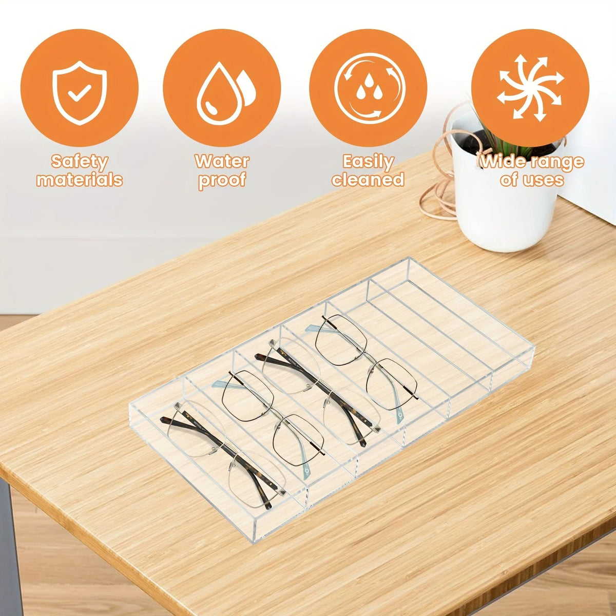 Transparent 6-Slot Acrylic Glasses Box Multipurpose Organizer
