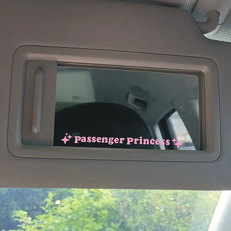 Passenger Princess Star Mirror Decal 2 Pieces Sticker Rearview Mirror Car Vinyl Decoration Funny Car Decal (White)