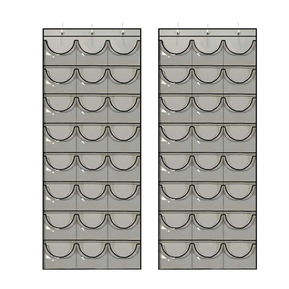 24 Pocket Clear Hat Organizer Wall Door Rack 2 Piece (Gray)