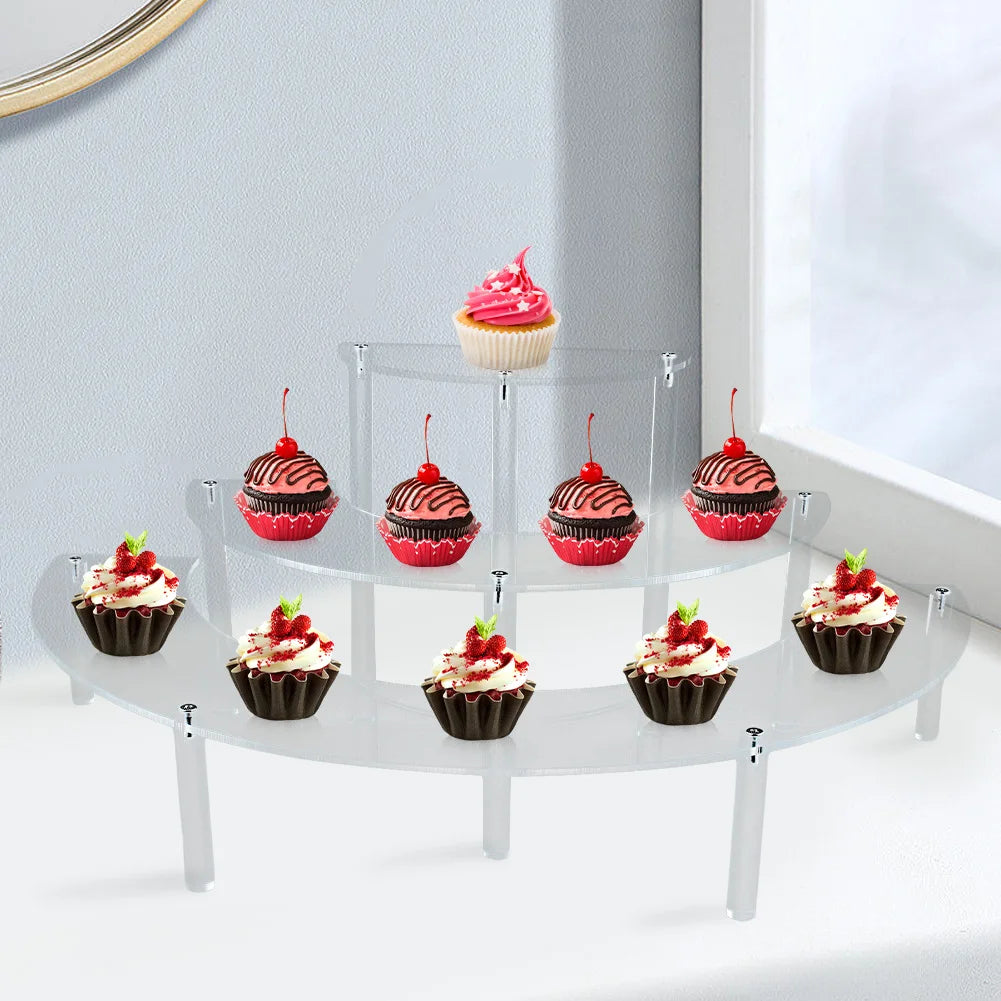 3 Tier Acrylic Display Stand Showcase Desserts, Food, Cosmetics (Clear)