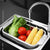 Sink Drain Basket Dish Drying Rack Stainless Steel, Sink Organizer Extendable Over the Sink Colander Strainer