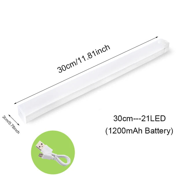 21 LEDs Cabinet Staircase Backlight 30CM with Sensor Battery-Powered Motion Sensor Night Light (White)