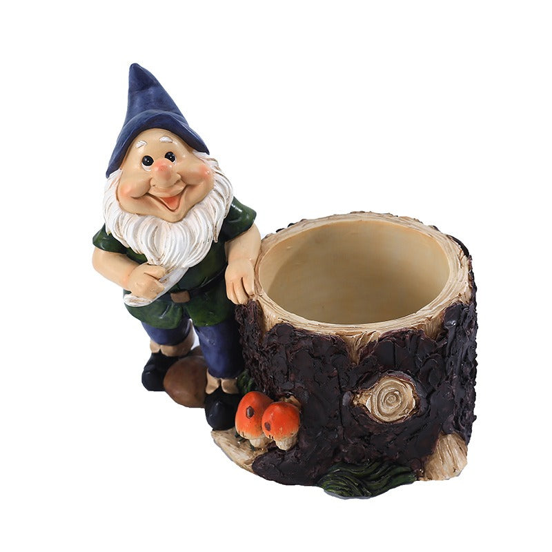 Garden Elf Basket Dwarf Decoration Resin, Blue