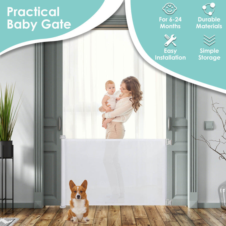 Retractable Mesh Safety Gate 33 Inch for Indoor and Outdoor Use