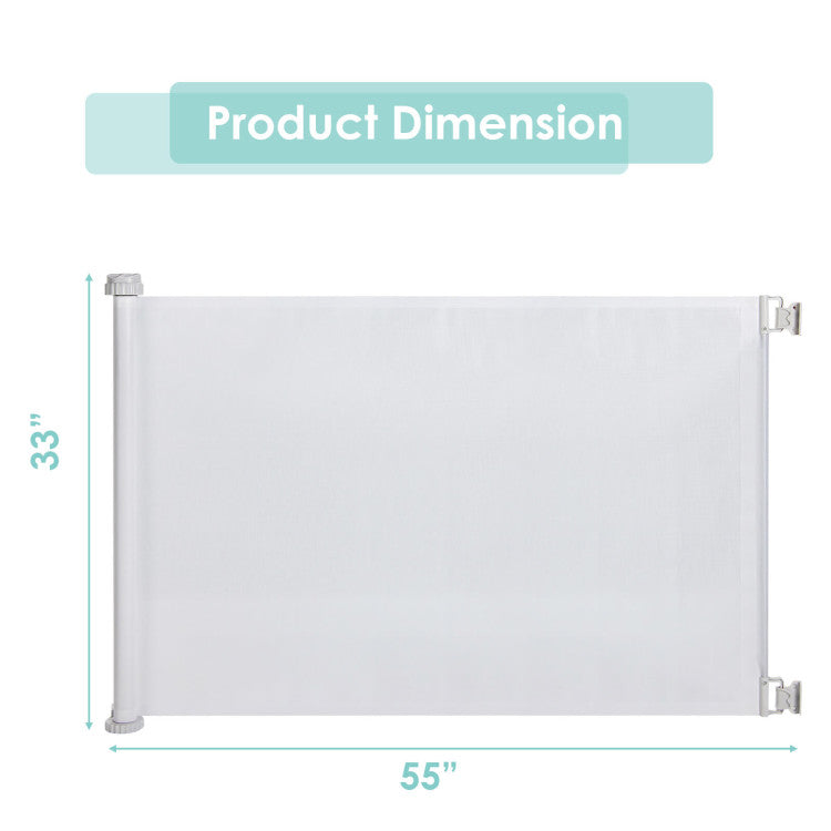 Retractable Mesh Safety Gate 33 Inch for Indoor and Outdoor Use