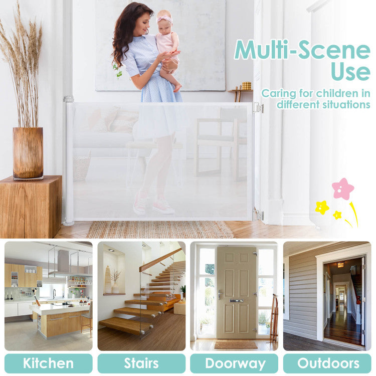 Retractable Mesh Safety Gate 33 Inch for Indoor and Outdoor Use