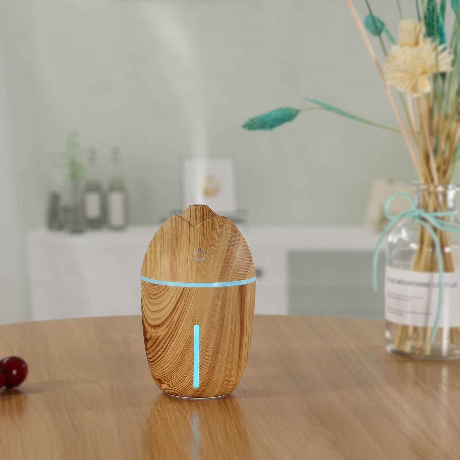 Mini Humidifier USB Ultrasonic for Home Office (Light Wood Grain)