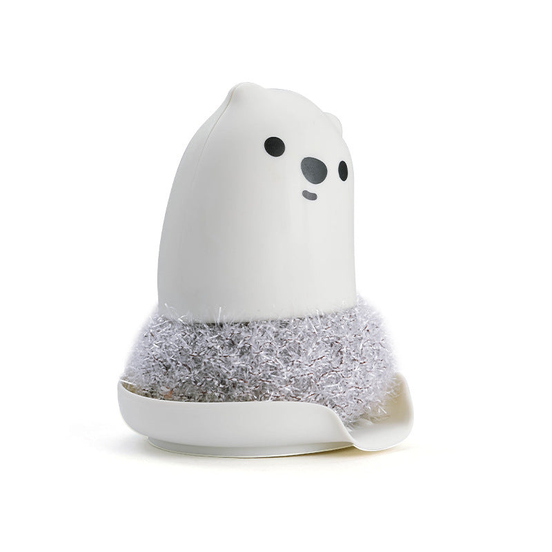 The New Kitchen Bear Pot Brush Acrylic Wire Decontamination Cleaning Ball Cleaning Brush, White