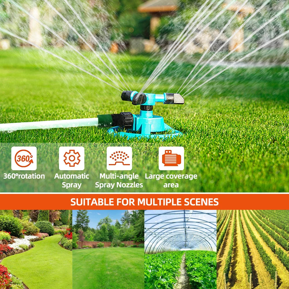 Automatic Rotating Water Sprinklers 360 Degree System Quick Coupling Lawn Rotating Nozzle Garden Irrigation Supplies (EU Standard, Green)