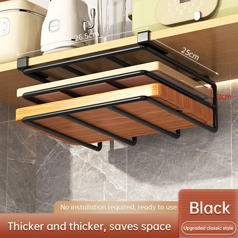 Under Cupboard Hanging Organizer with Hooks & Shelf (Black)