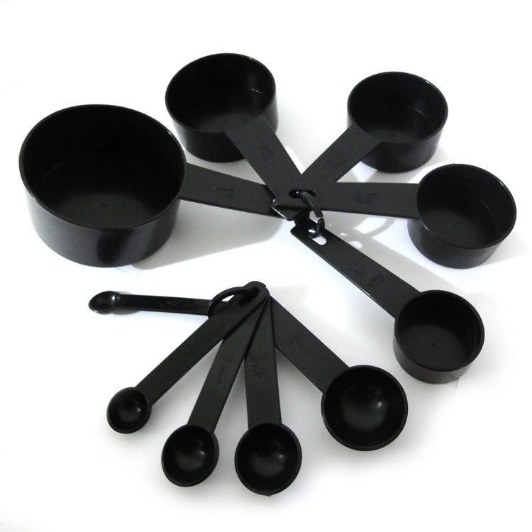 10 Piece Black Plastic Measuring Cup Set