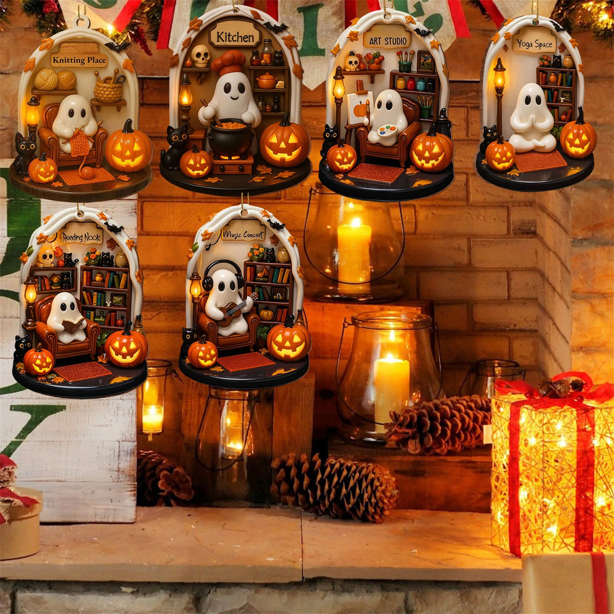 Spooky Halloween Ghosts Ornaments (6-Piece Set)