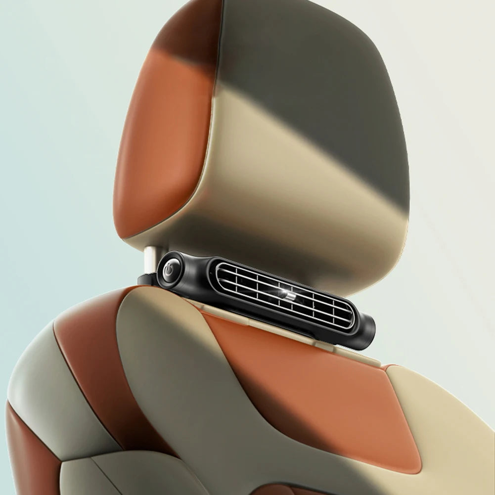 Car Headrest Cooling Fan USB Powered 3-Speed Rear Seat Ventilator (Black)