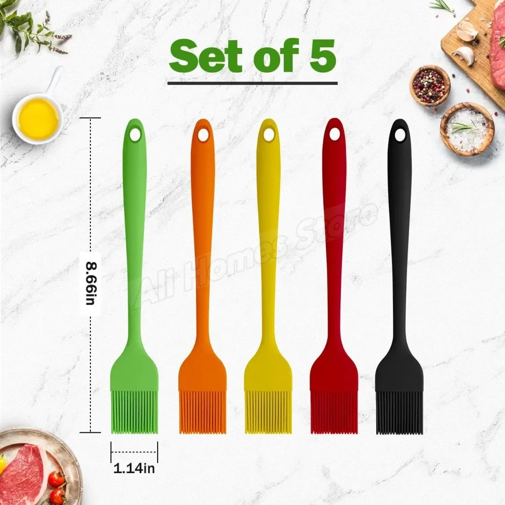Silicone Basting Brush Food-Grade Pastry Heat-Resistant Oil Brush for BBQ Grilling (Red)
