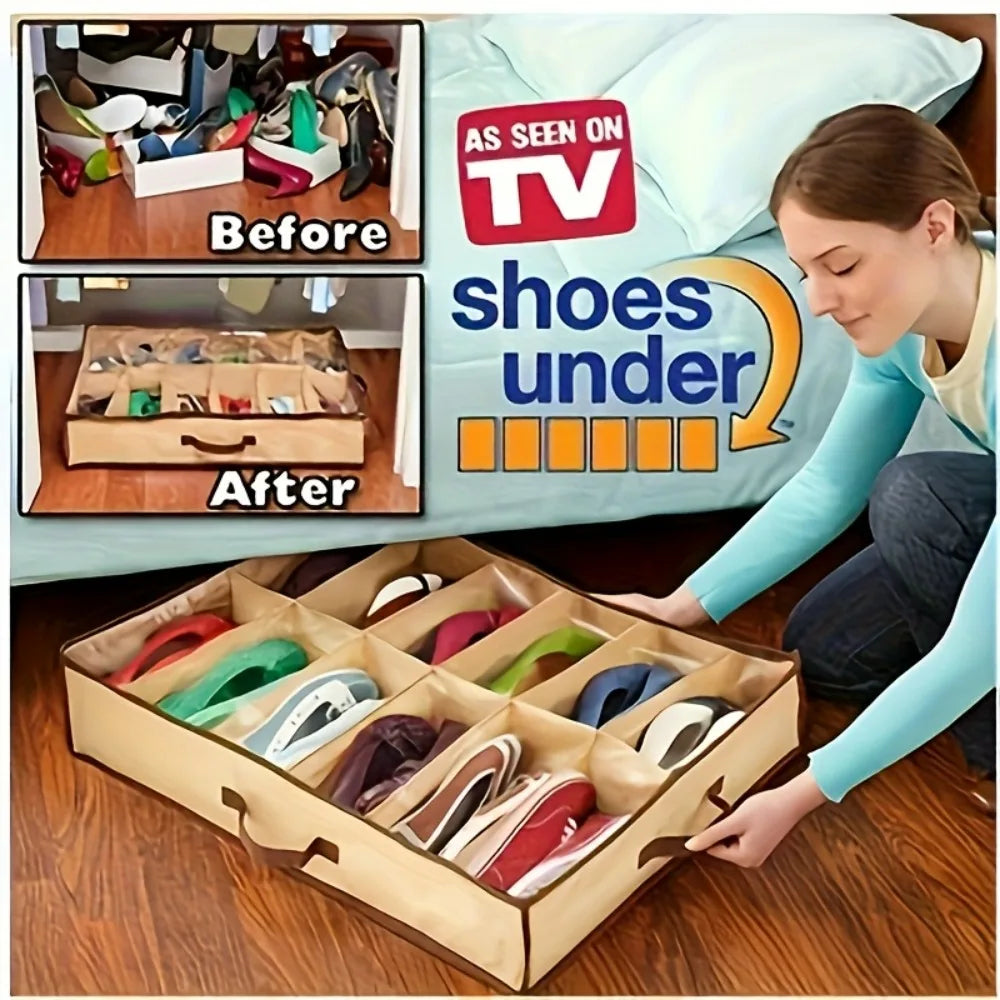 12-Pack Contemporary Plastic Shoe Storage Box Organizer