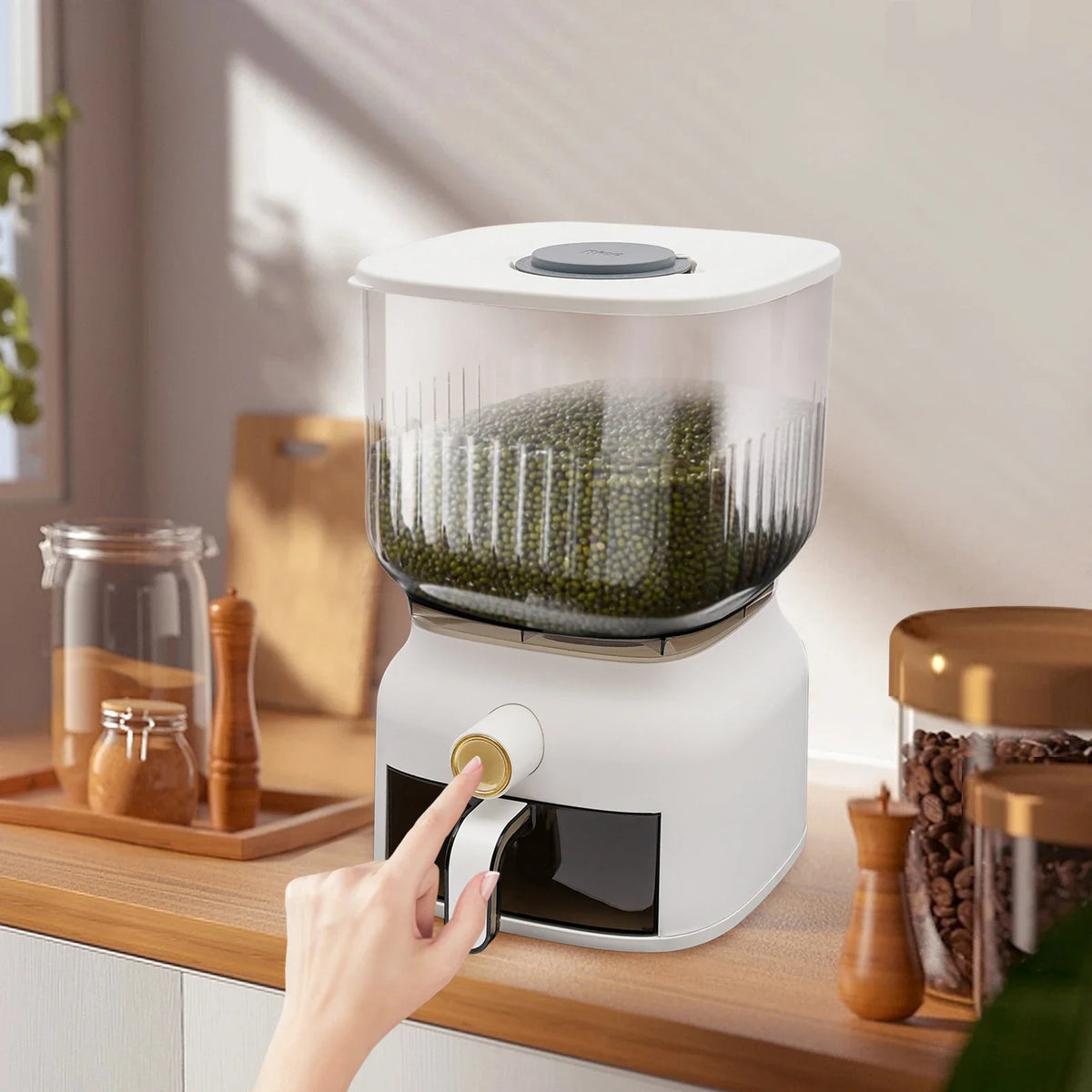 Airtight 22LB Rice Dispenser – Large Capacity Sealed Grain Storage Container and Food Organizer with Rice Measuring Cup