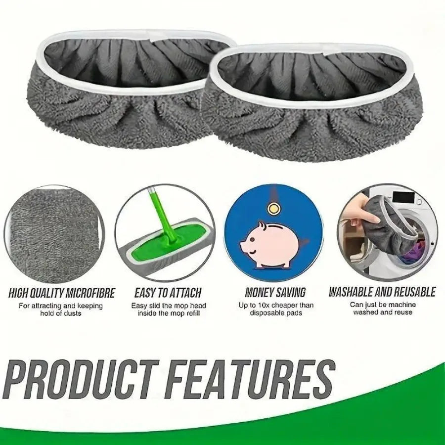 Reusable Microfiber Mop Cloths 7-Pack Washable Mop Pads (Grey)