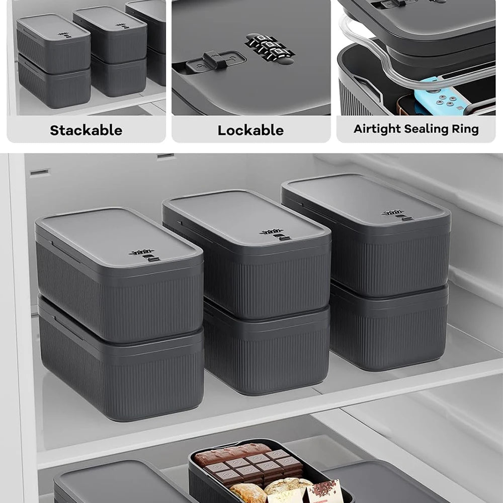 Lockable Storage Box for Office Home School Food Medicine (Deep Blue)