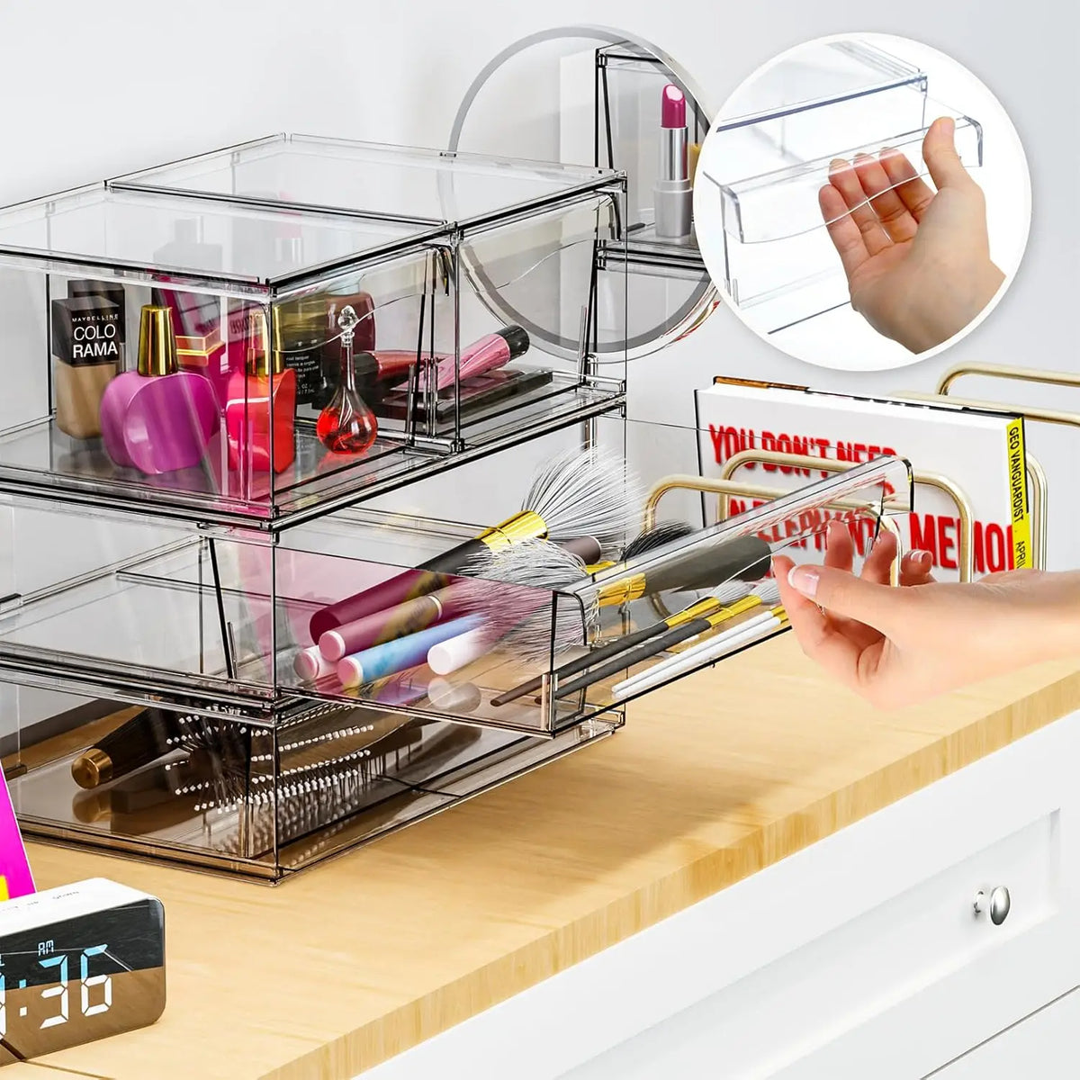 6 Pack Acrylic Drawer Organizer and Make Up Organizers and Storage