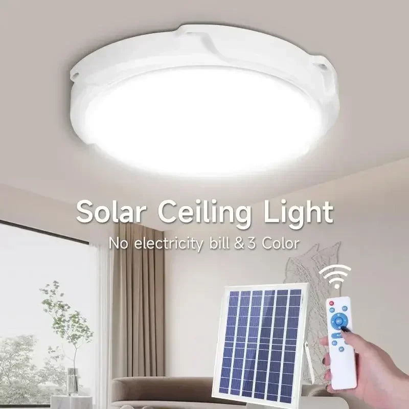 Solar Powered LED Ceiling Light 100W Waterproof Solar Pendant Light (White Light)