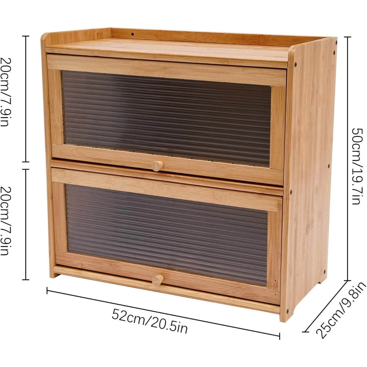 2-Tier Bamboo Kitchen Storage Cabinet – Versatile Countertop Organizer with Clear Acrylic Sliding Doors