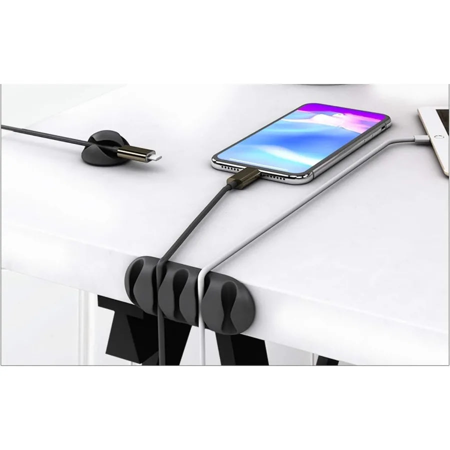 16-Pack White Self-Adhesive Desk Cable Management Clips