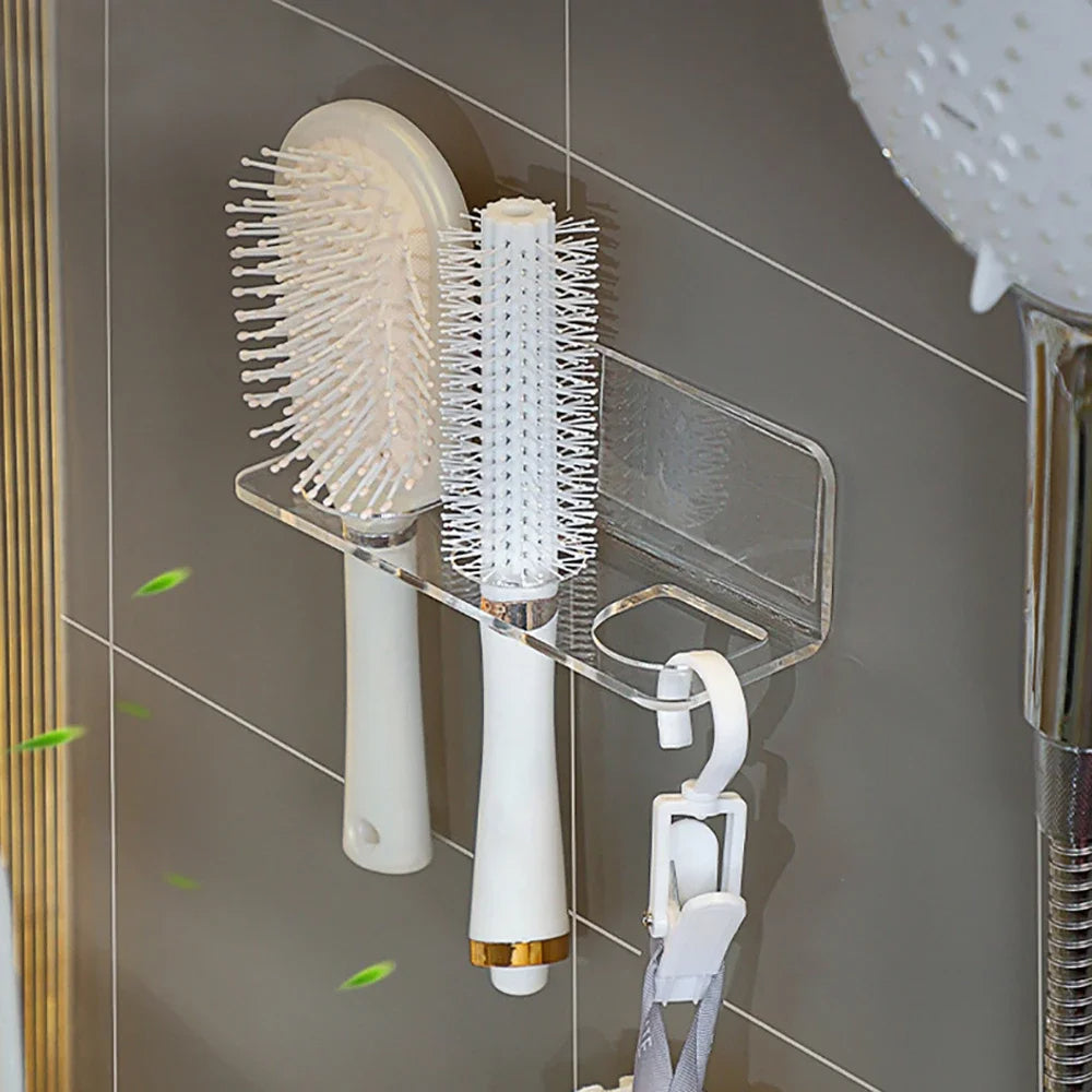 Acrylic Wall-Mounted Comb Hair Brush Holder