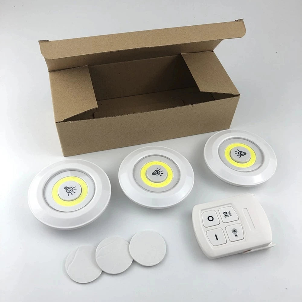 LED Under Cabinet Light 3PCS Battery Powered with Remote Control (Warm White)