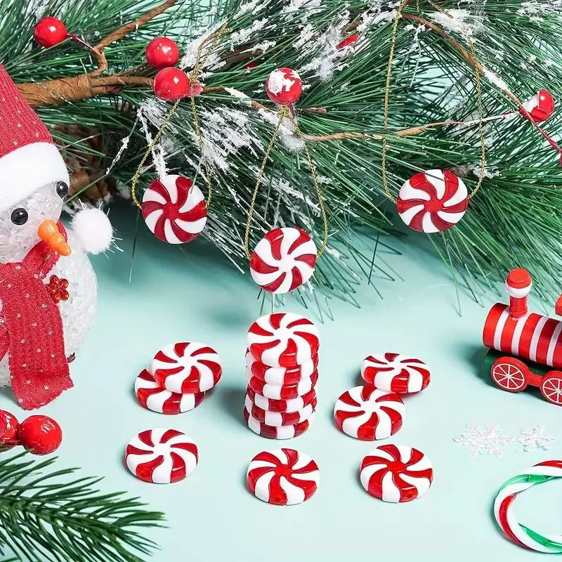 Red White Mini Candy Cane Ornaments 25-Pack