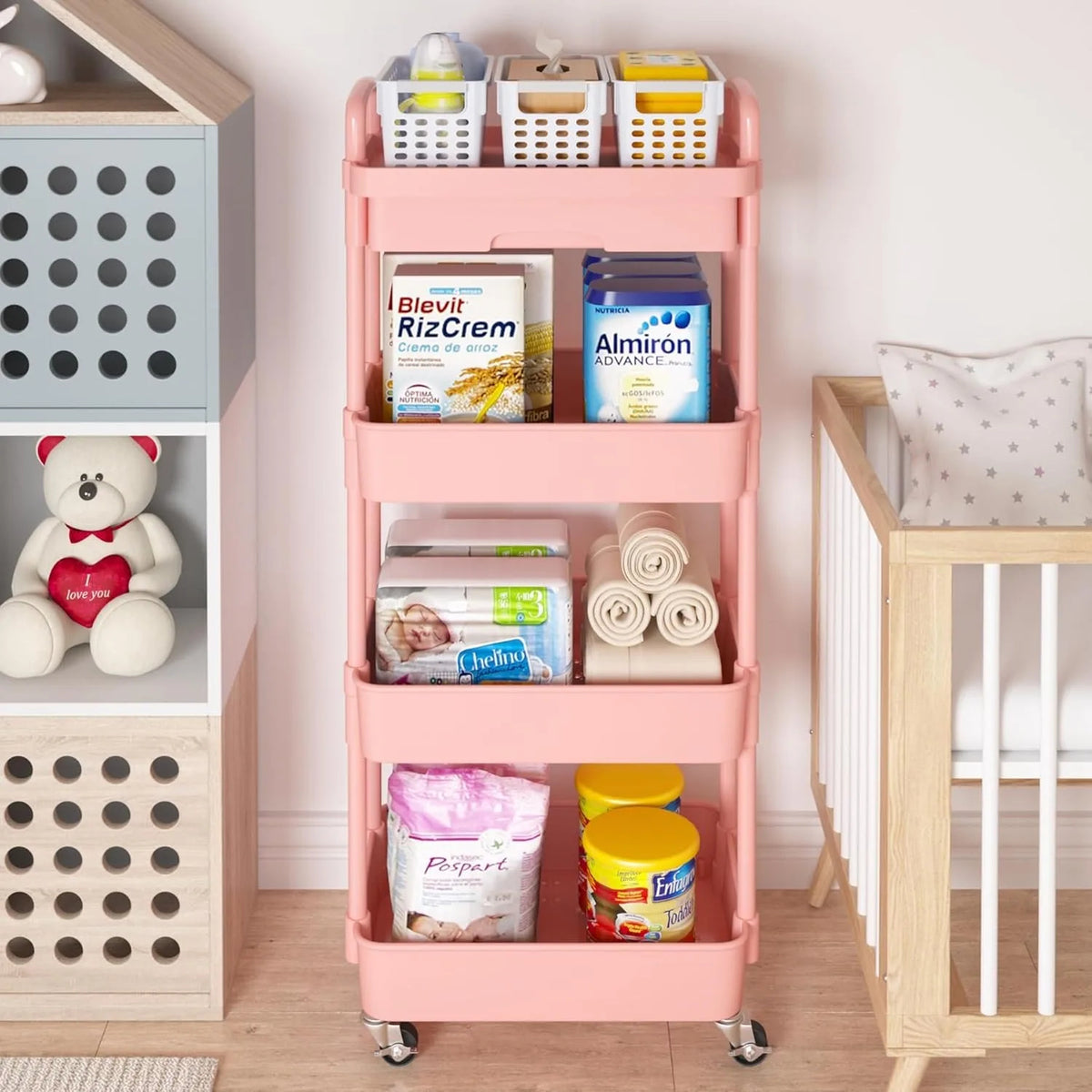 Multifunctional Storage Organizer 4-Tier with Wheels