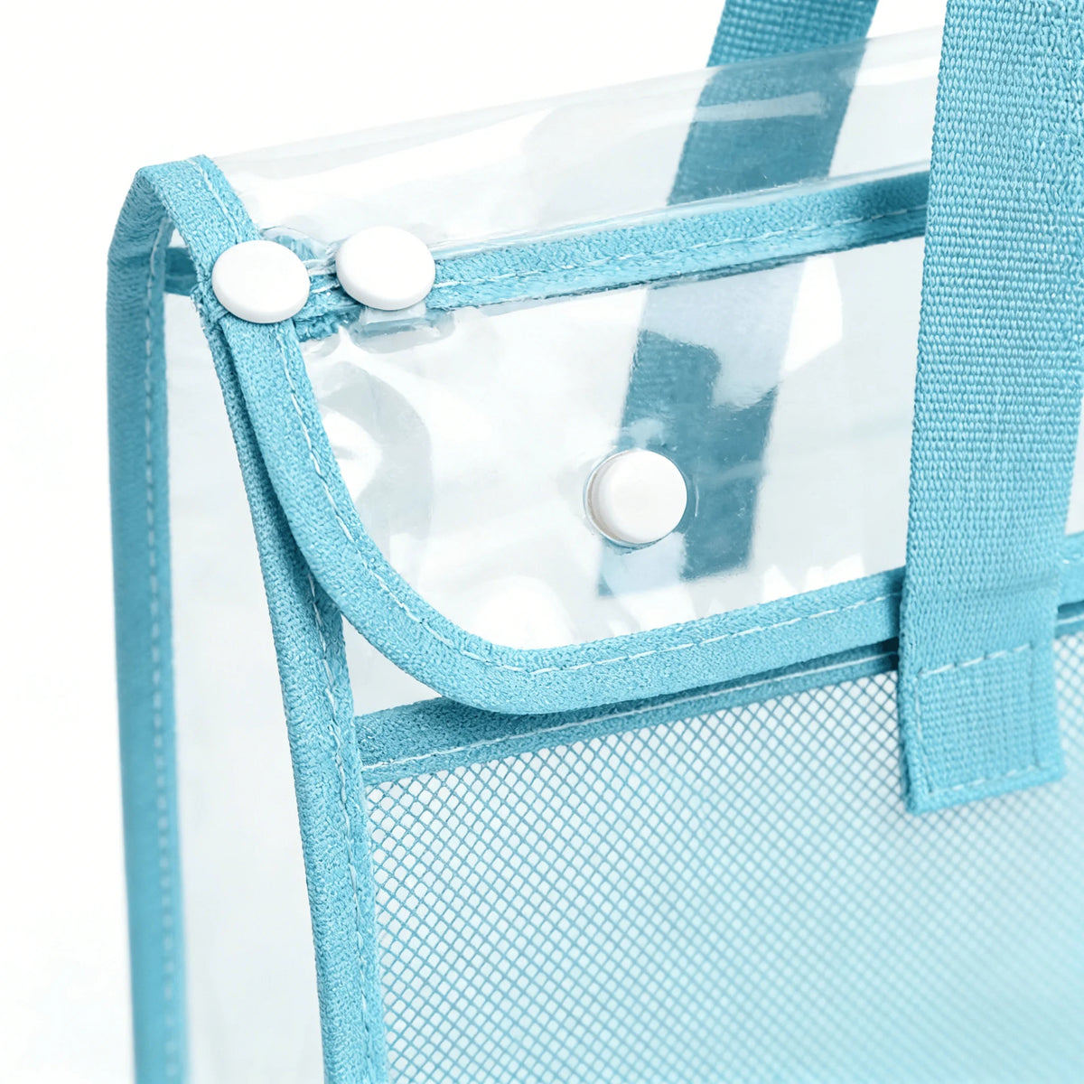 Clear Storage Bag Mesh Organizer Pouch with Handle (Sky Blue)